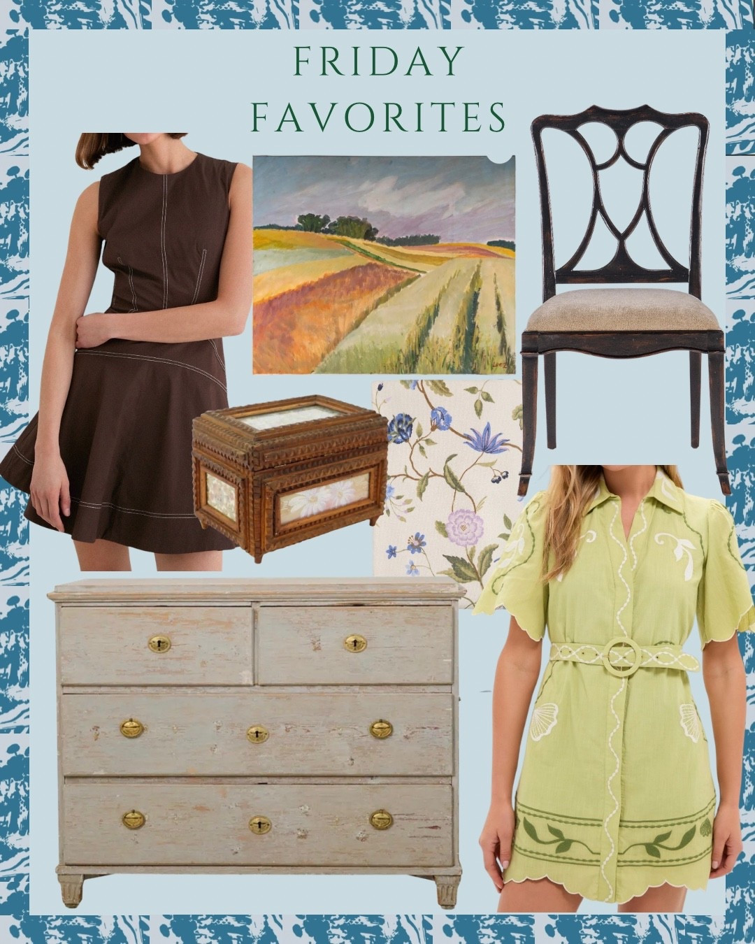 Friday Favorites ✨✨✨

Antiques, tablecloth, art, spring dress, dining chair 

#LTKHome