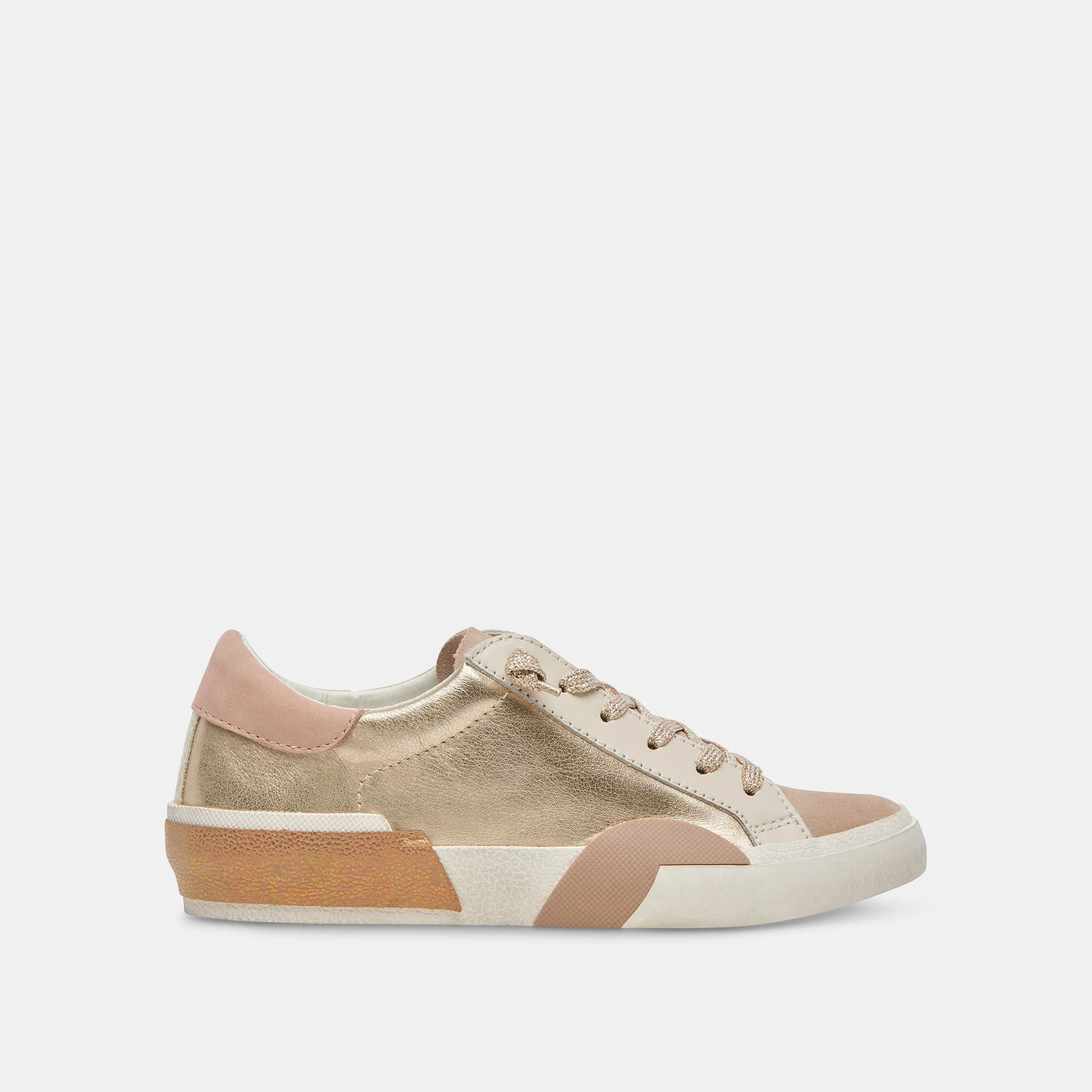 Zina Sneakers Gold Leather | DolceVita.com