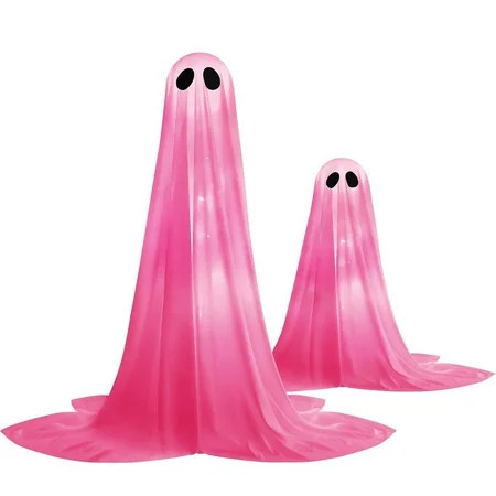 Halloween Ghosts Outdoor Pink Spooky Ghost Decorations Outside, Adjustable Height 36" to 18" Tall Standing Scary Light Up Ghost for Porch, Courtyard, Party, Haunted Houses | Walmart (US)