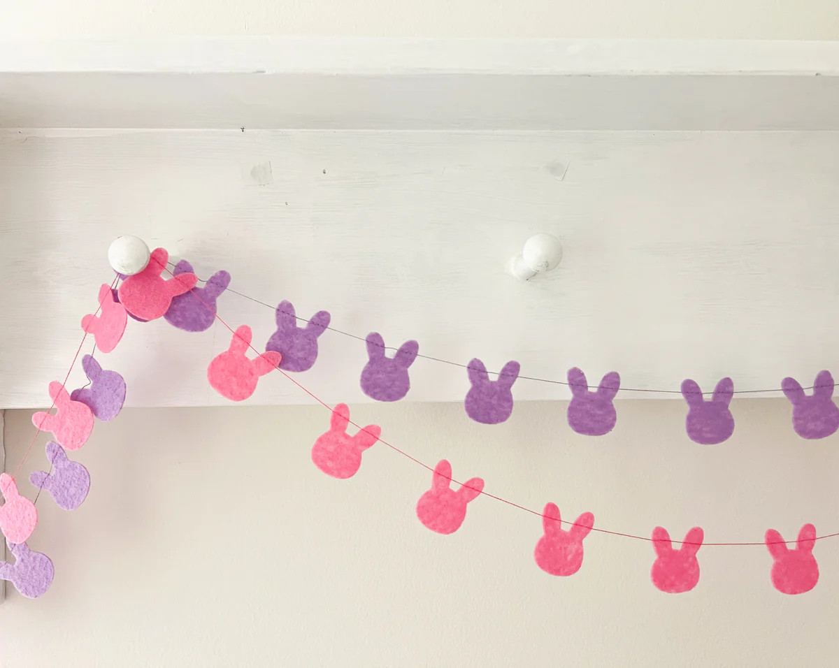 Mini Felt Bunny Garland - Pink or Purple | Pearl & Jane