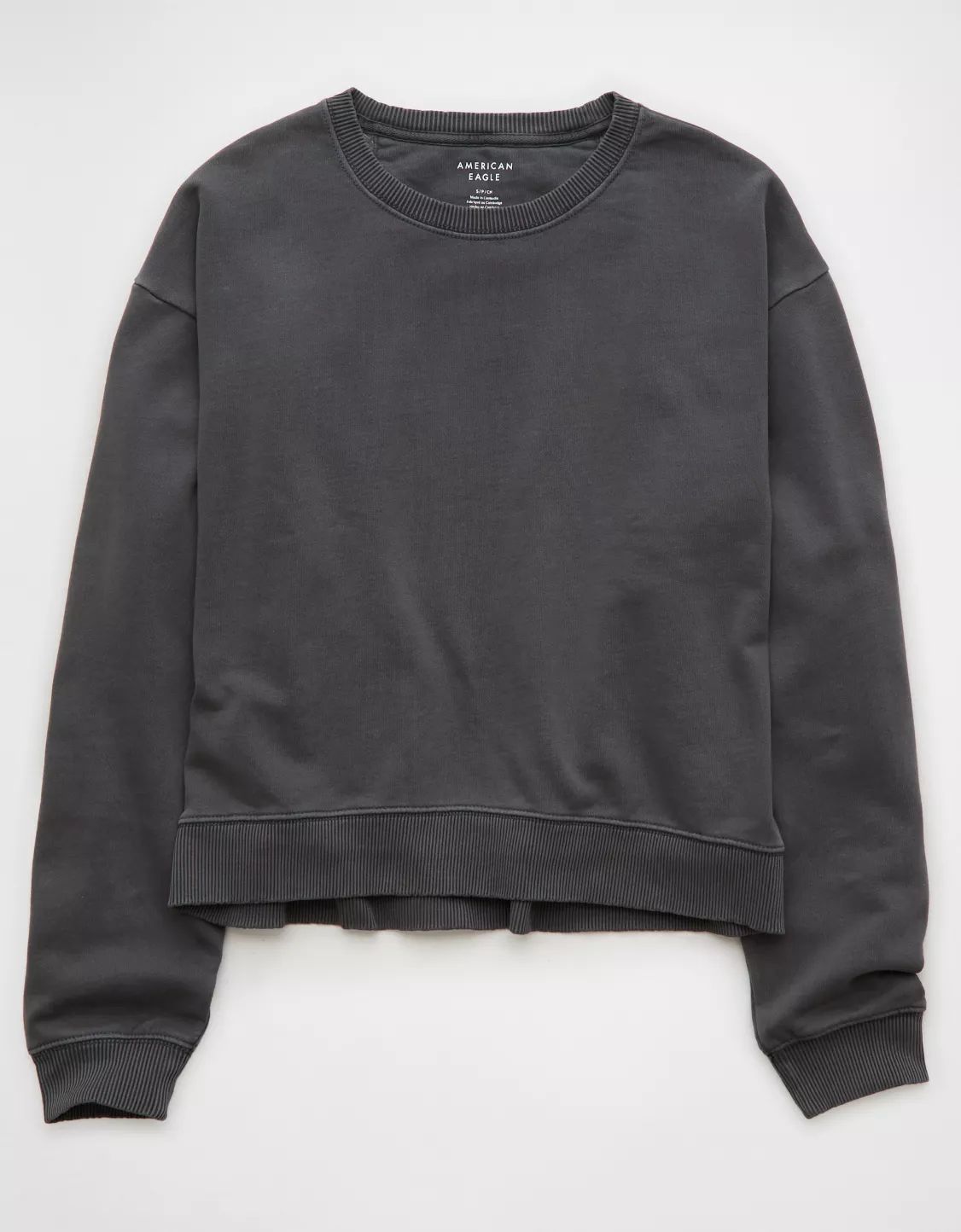 AE Cropped Crew Neck Pullover Sweatshirt | American Eagle Outfitters (US & CA)