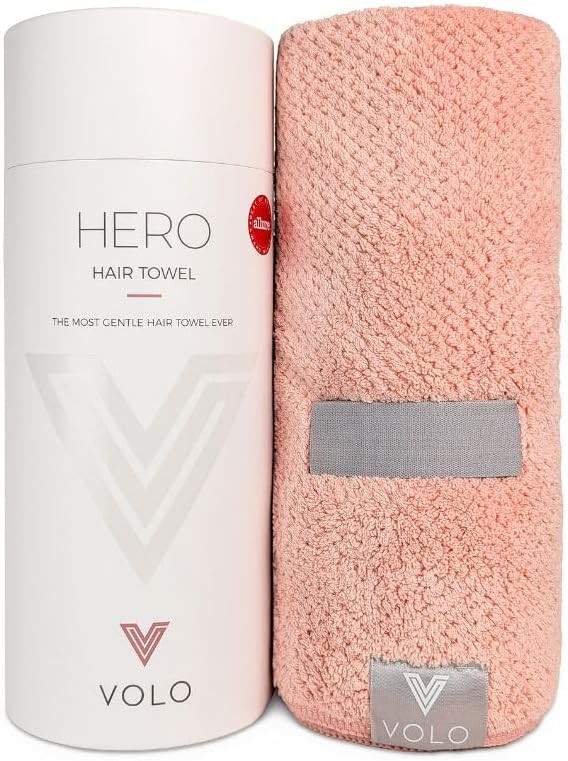 VOLO Hero Cloud Pink Hair Towel - Ultra Soft, Quick Drying, Anti Frizz & Breakage, 30% More Fabric, Snug Strap | Amazon (US)