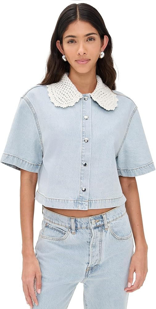 FRAME Women's The Crochet Collar Shirt | Amazon (US)