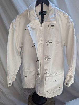 Vintage Lauren Ralph Lauren Denim Jacket Womens White Fireman Lobster Clasp | eBay US