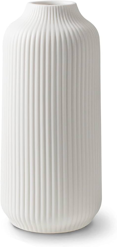 Ceramic Vase in Nordic Style, Deco Vase for Pampas Grass as Boho Deco, Vase White Matt 8 inch for... | Amazon (US)