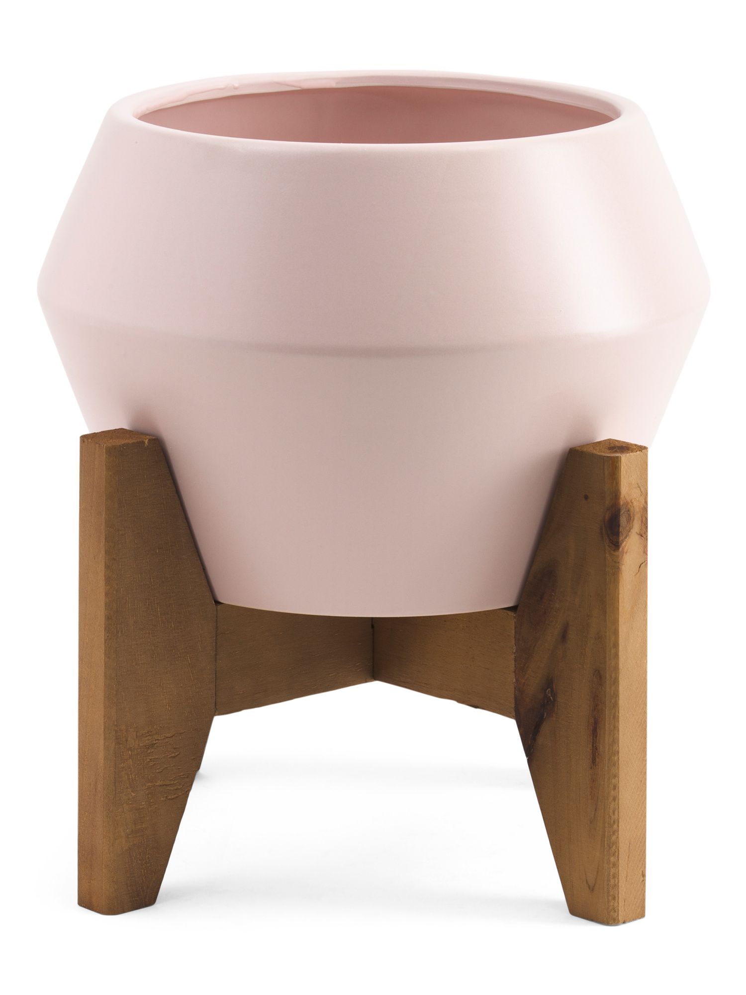 10in Ceramic Planter On Wood Stand | TJ Maxx