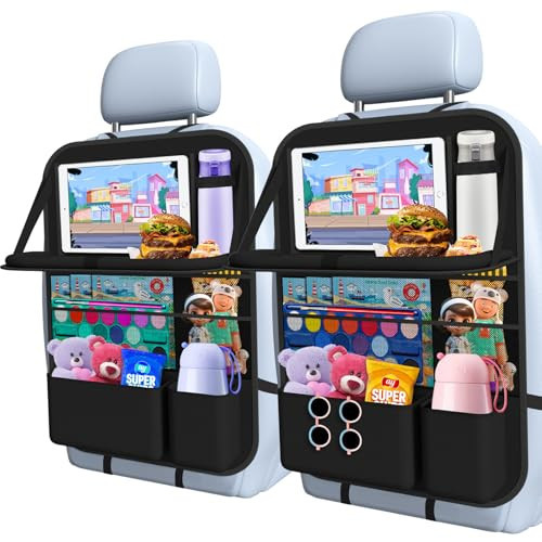 Oneyus Car Backseat Organizer with table Tray, 9 Storage Pockets Backseat Car Organizer with Tablet Holder, Back seat Organizer for Kids Road Trip Essentials Travel (1Pack) | Amazon (US)