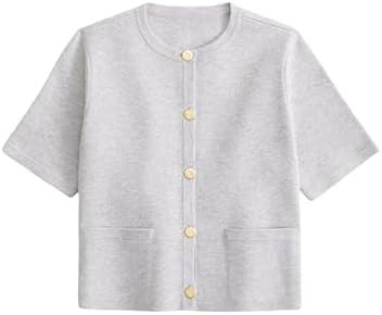 Womens Knit Cardigan Sweaters Fall Fashion Short Sleeve Button Down Cropped Coat Jacket with Pock... | Amazon (US)