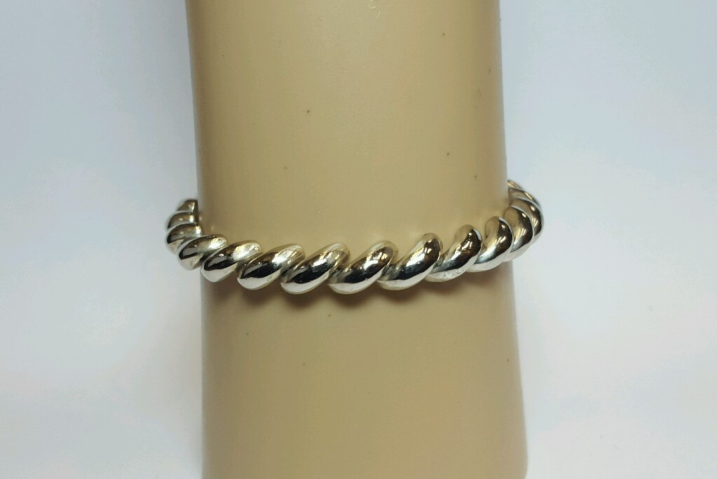 VINTAGE STERLING SILVER MACARONI LINK BRACELET 7 INCHES | eBay US