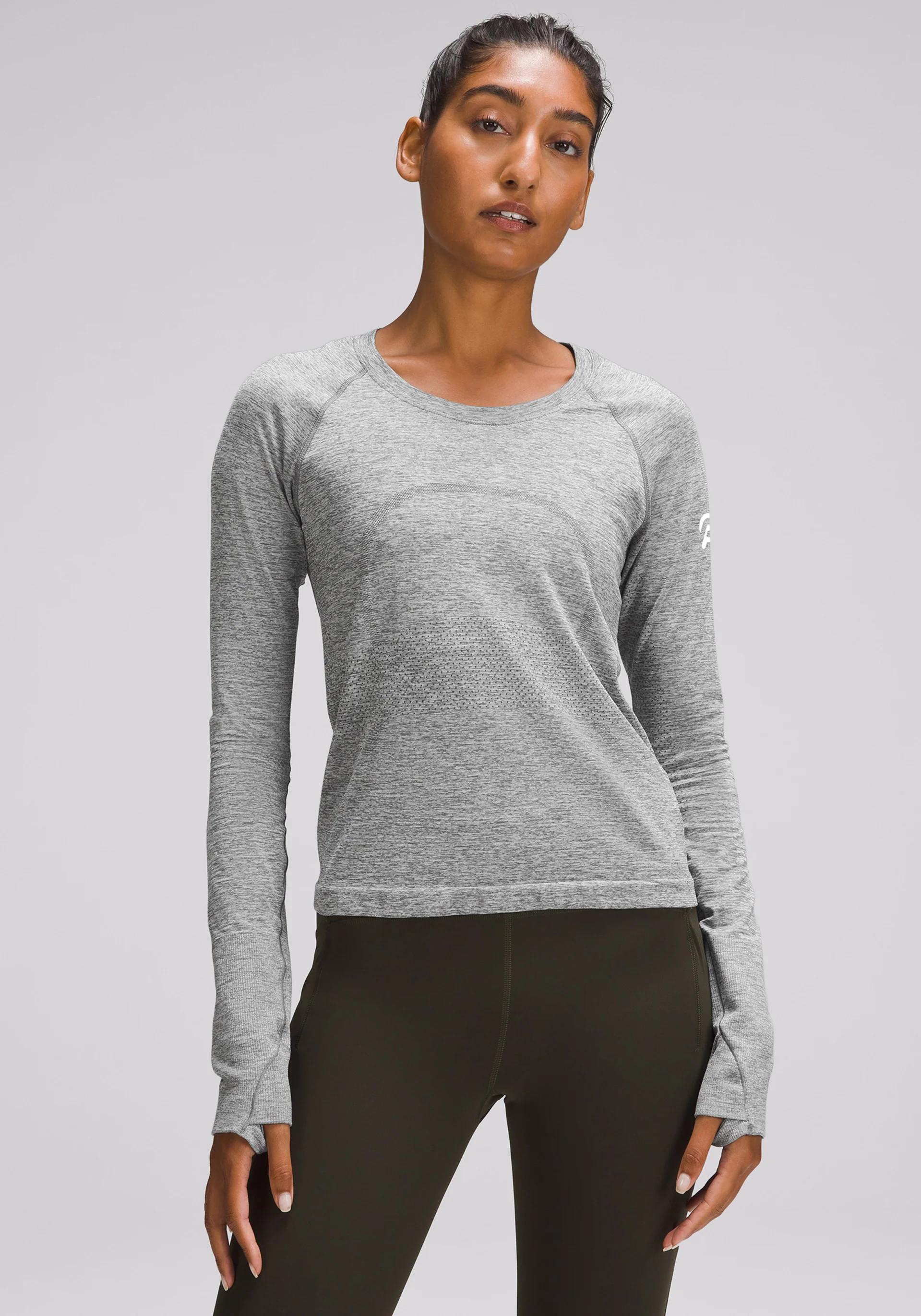 Peloton X Lululemon Women's Swiftly Tech Long-Sleeve Shirt 2.0 * Waist Length in Multi - Cycling Performance Apparel | Peloton Apparel