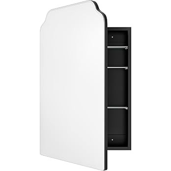 Victorian-Style Recessed Bathroom Medicine Cabinet, Wood Wall Cabinet with 17.5"x29" Curved Mirro... | Amazon (US)