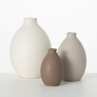 Sullivans 7.75"  5.5" & 4.25" Matte Teardrop Vase Set of 3  Ceramic | Target