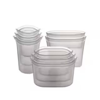 Zip Top Reusable Silicone 8-Piece Set - 3-Sizes of Cups, 3-Sizes of Dishes, 2-Sizes of Bags, Zipp... | The Home Depot