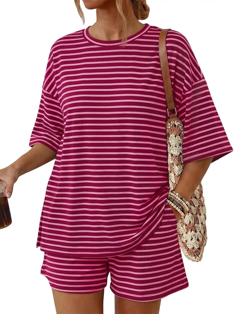 Trendy Queen 2 Piece Summer Set Oversized Top & Loose Fit Shorts with Pockets | Amazon (US)