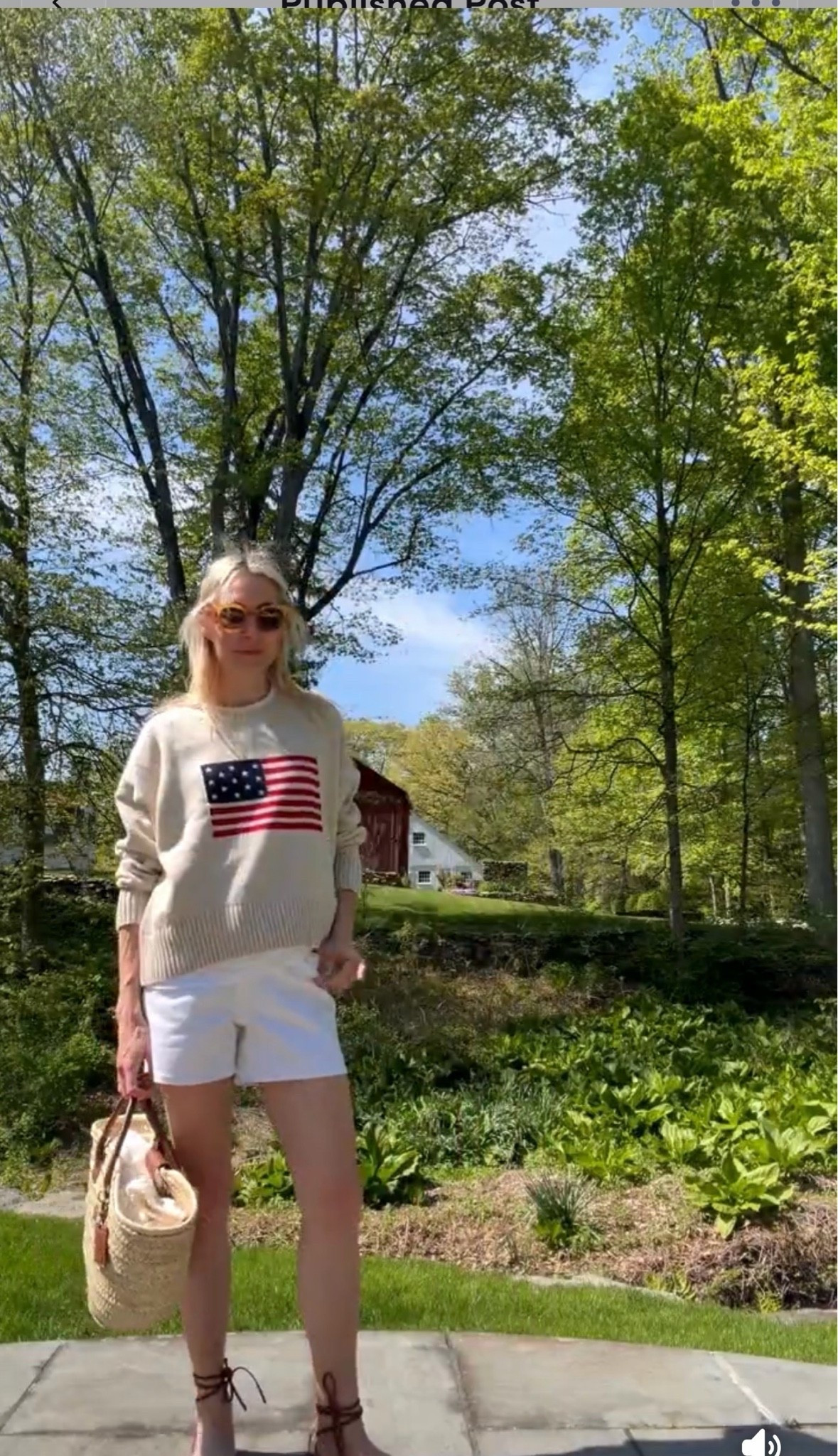 Fourth of July outfit, white denim shorts, flag sweater

#LTKootd