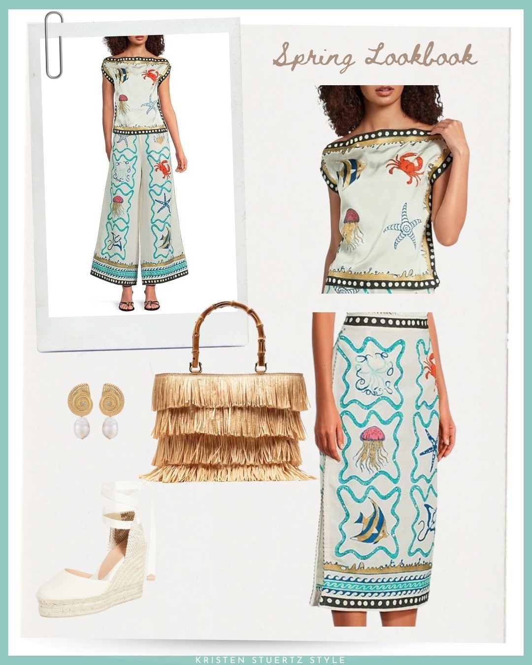 A spring to summer pencil wrap skirt outfit. I love the combination of a classic  silhouette with a whimsical print. I’ve paired this pencil skirt and coordinating scarf top with a Frances Valentine hula bag, wedge espadrilles, and nautical inspired earrings. 

This beautiful two piece skirt set is paired with a Frances Valentine wicker clutch, Kate Spade sandals, and Erika accessories.

@ltk #easter outfits women #date night outfits #spring outfits 2026 #spring dresses #easter dress women #vacation outfits beach #ltkshoecrush #ltkseasonal
 @dillards 



#LTKOver40 #LTKTall #LTKootd