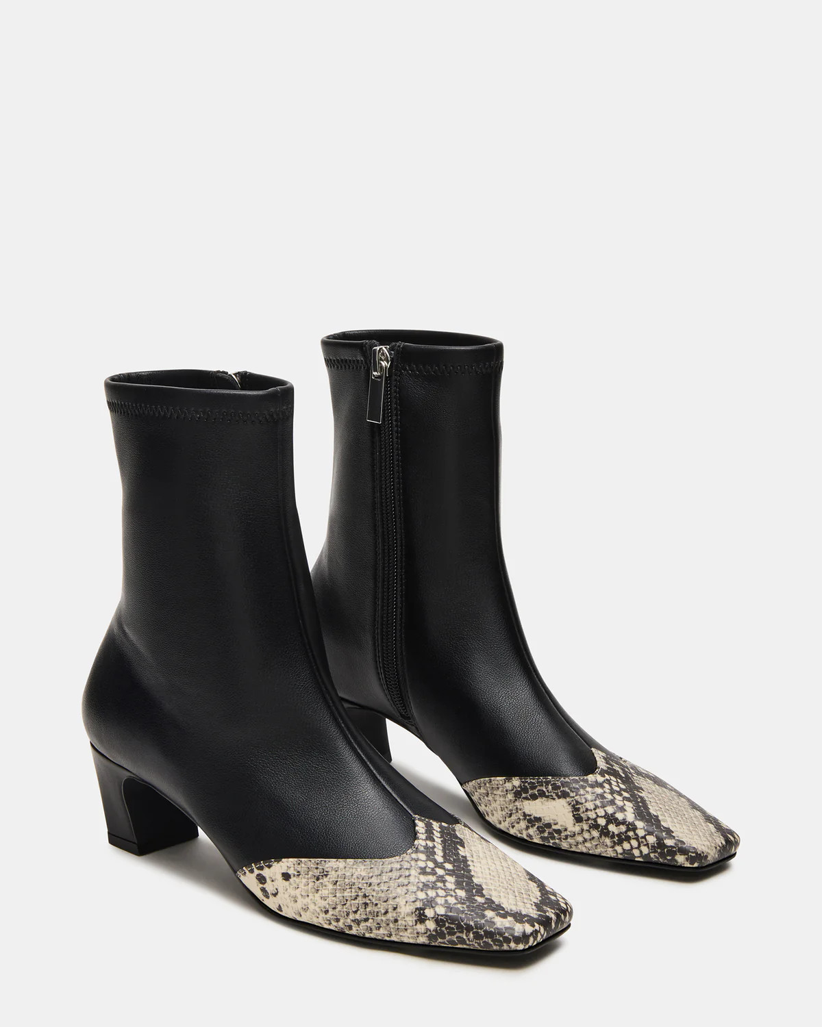 JETER Black Snake Square-Toe Women's Ankle Boot | Steve Madden (US)