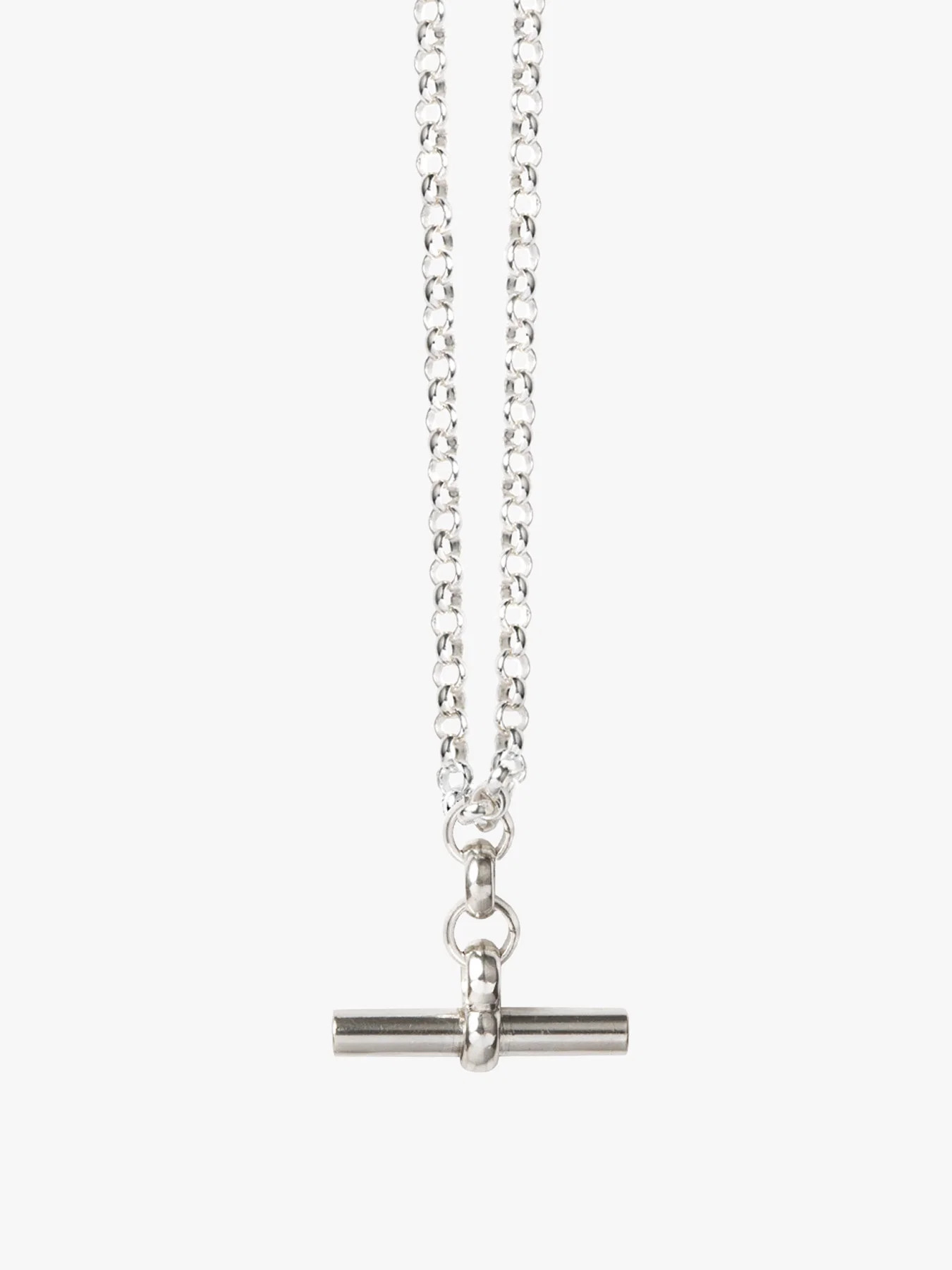 Medium Silver T-Bar on Belcher Chain Necklace | Fenwick UK