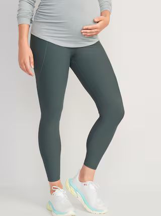 Maternity Full-Panel PowerSoft Side-Pocket 7/8-Length Leggings | Old Navy (US)