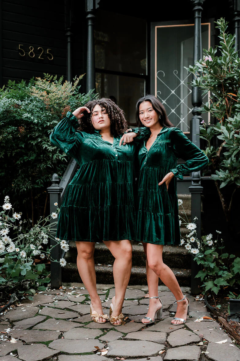 Natale Green Velvet Mini Dress | Confête