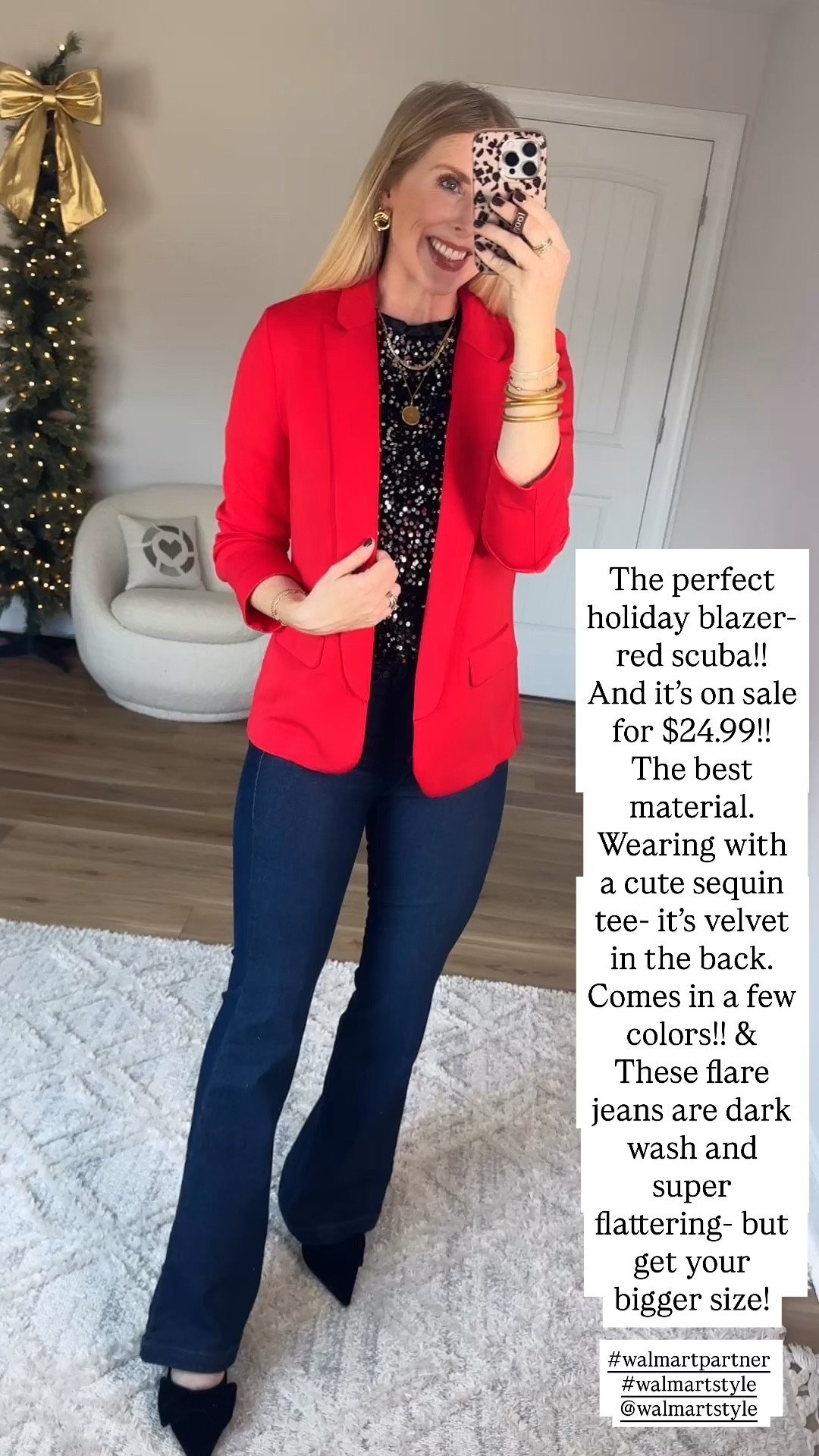 Weekend Walmart Wins Try-On
Red scuba blazer- small
Sequin tee- small
Flare jeans- 2, go with bigger size! I definitely need the 4!

#walmartpartner #walmartstyle @walmartstyle

#LTKHoliday #LTKStyleTip #LTKFindsUnder50