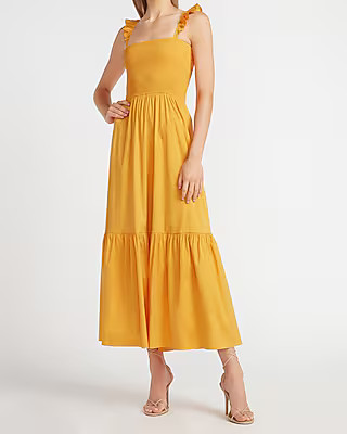 Smocked Bodice Flounce Maxi Dress | Express