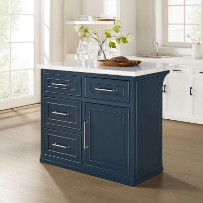 Crosley Furniture Cutler Kitchen Island, Navy | Ashley