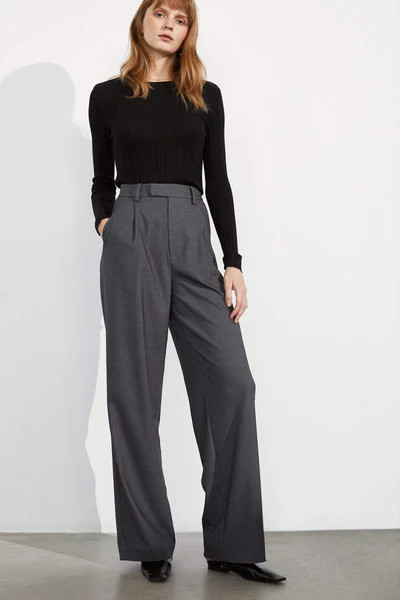 Essential Charcoal Wide Trousers | J.ING