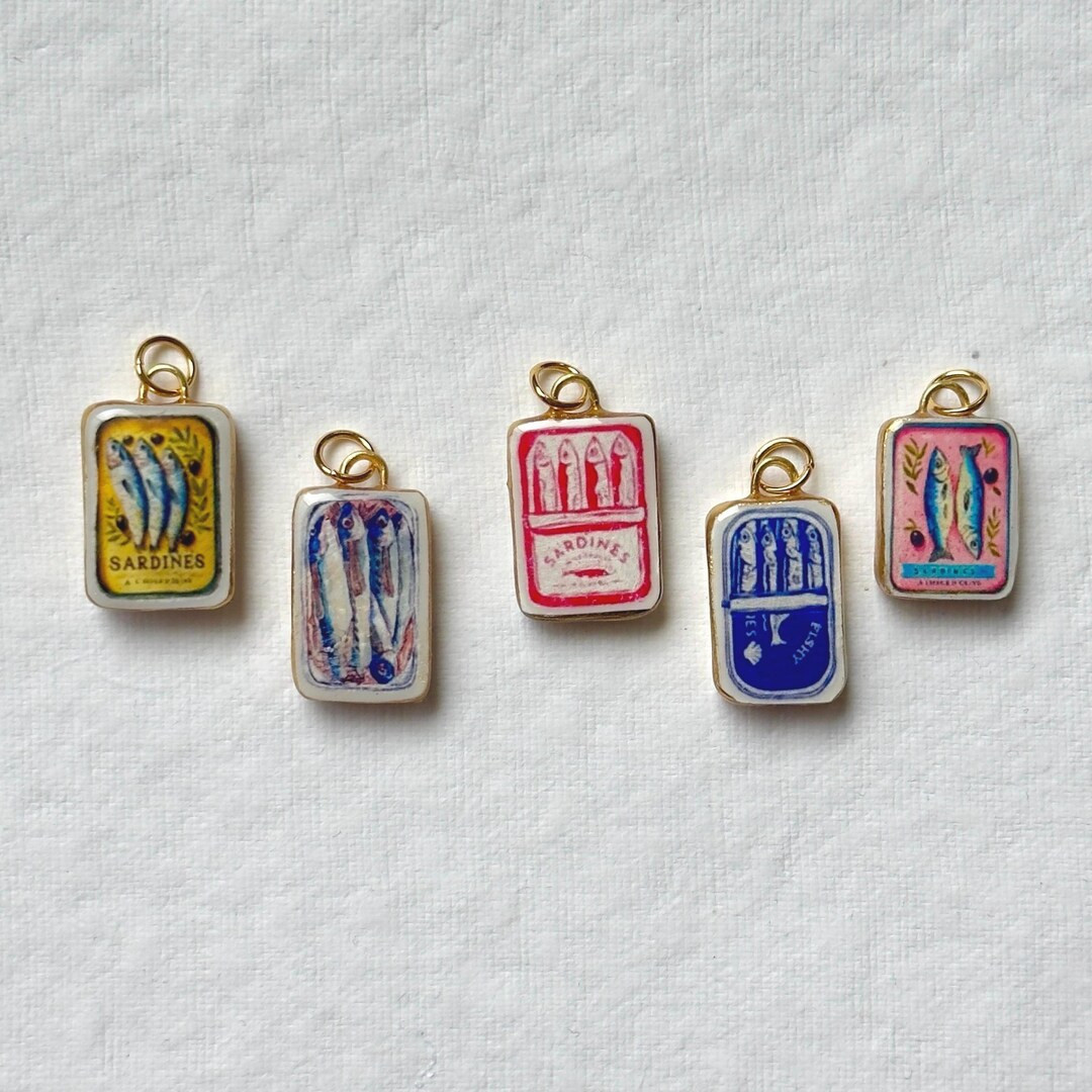 Handmade Sardine Tin Can Clay Jewelry, Necklace , Bracelet Individual Charm. - Etsy | Etsy (US)