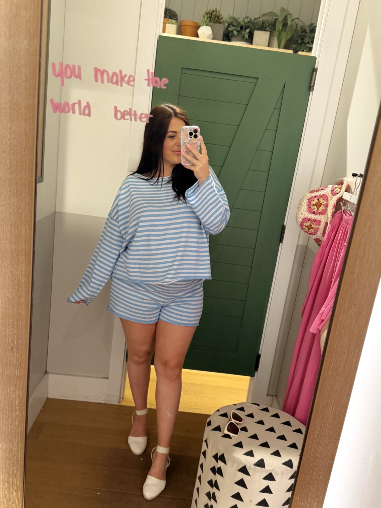 Aerie Sunday soft striped sweater and shorts set! Summer 2026! I’m 5’4 currently 28 weeks pregnant and 195lbs. I’m wearing the Large in the pants and shorts

#LTKsummer #LTKmidsize #LTKstyletip