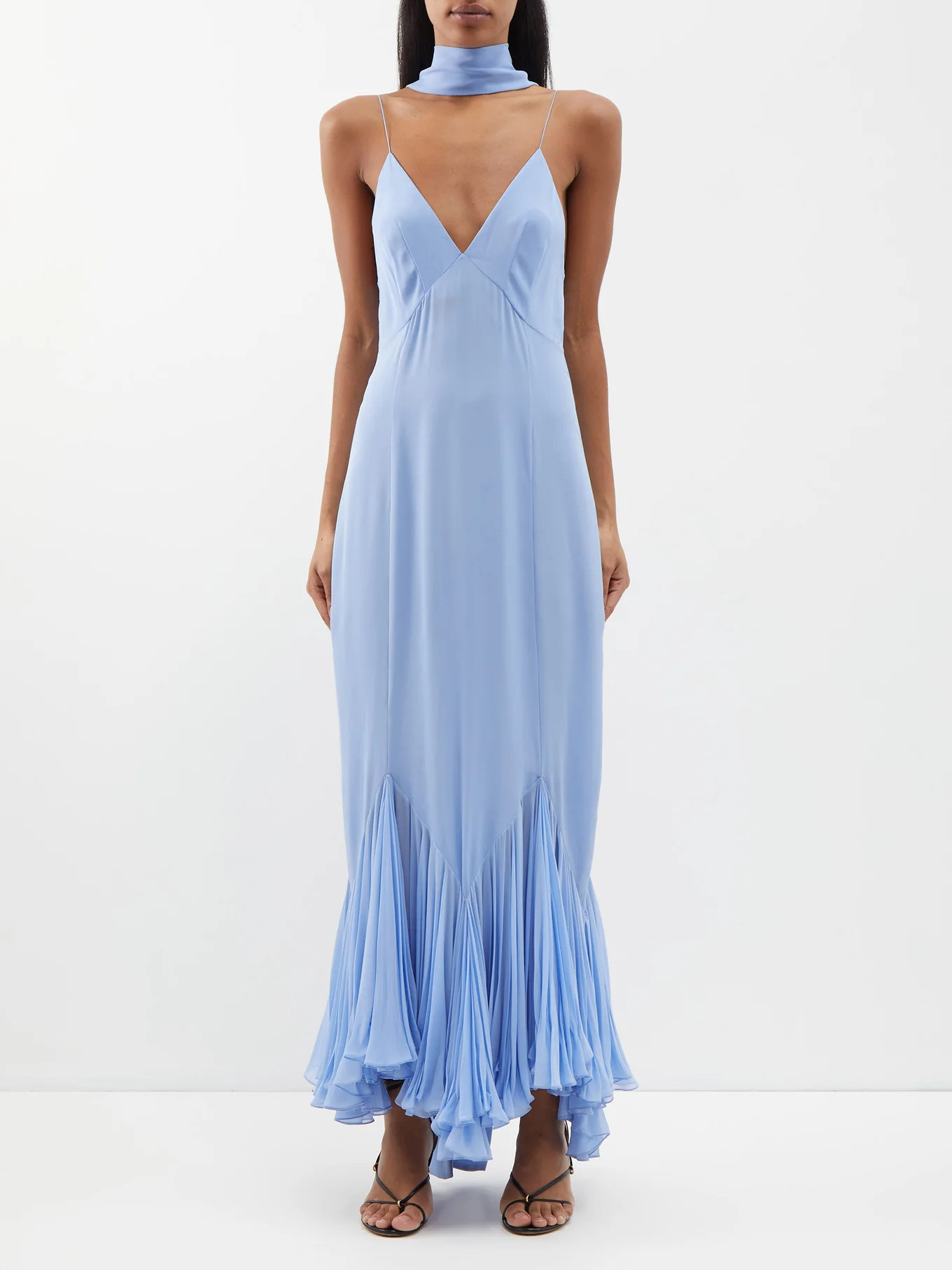 Candita plunge-front ruffled-hem silk dress | Matches (UK)