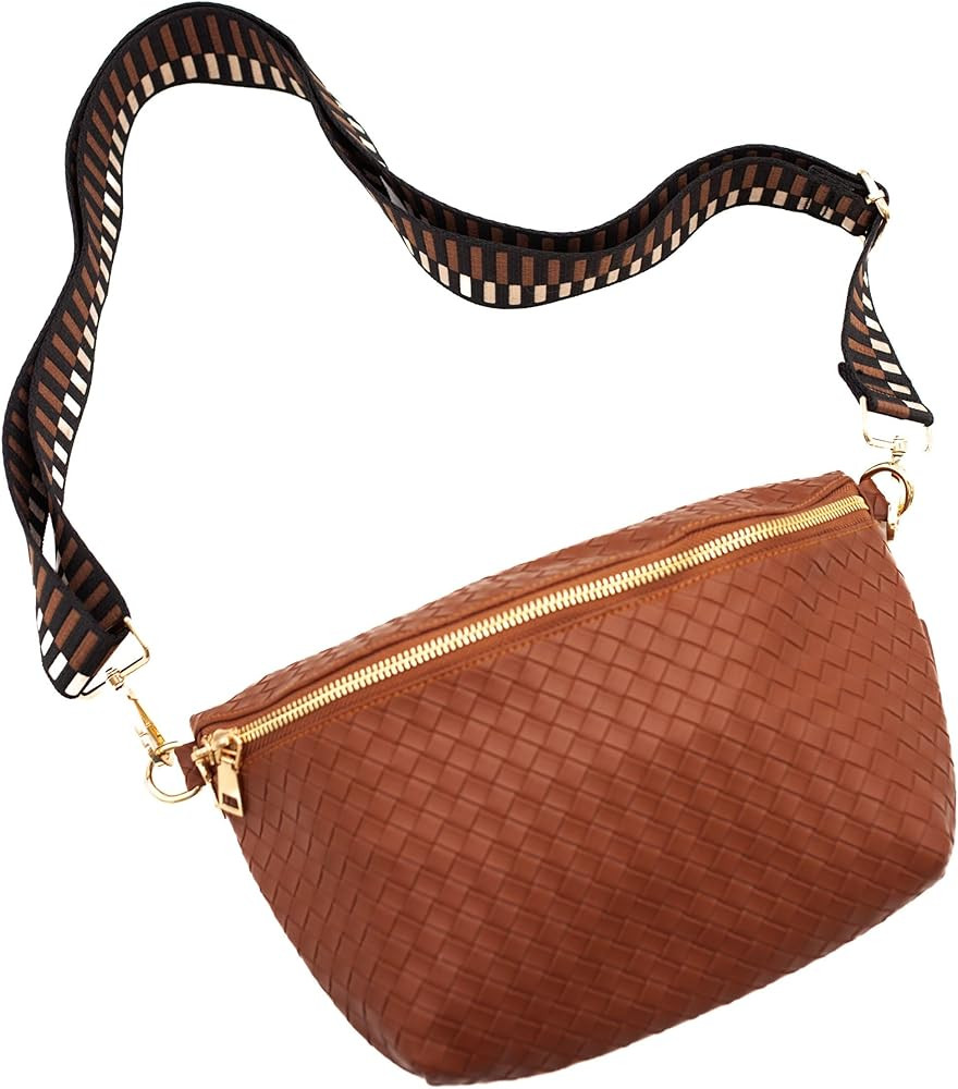 Modern+Chic Rory Oversized Crisscross Belt Bag for Women, Vegan Leather Crossbody Bag with Strap ... | Amazon (US)