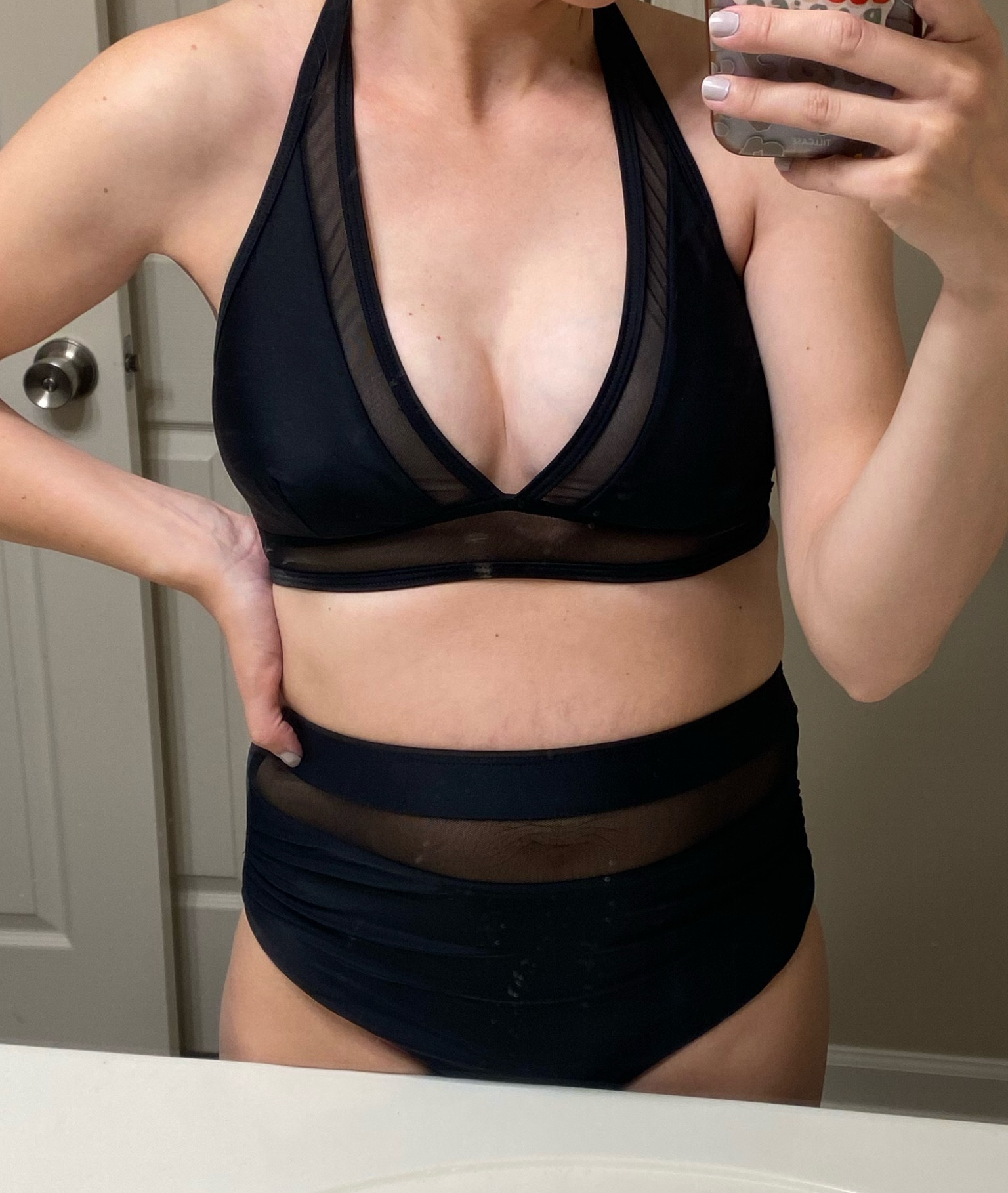 Amazon high waisted bikini swimsuit! Black mesh bikini swimsuit! Mom swimsuit! Amazon swimsuit! High waisted swimsuit! Full coverage swimsuit! 
