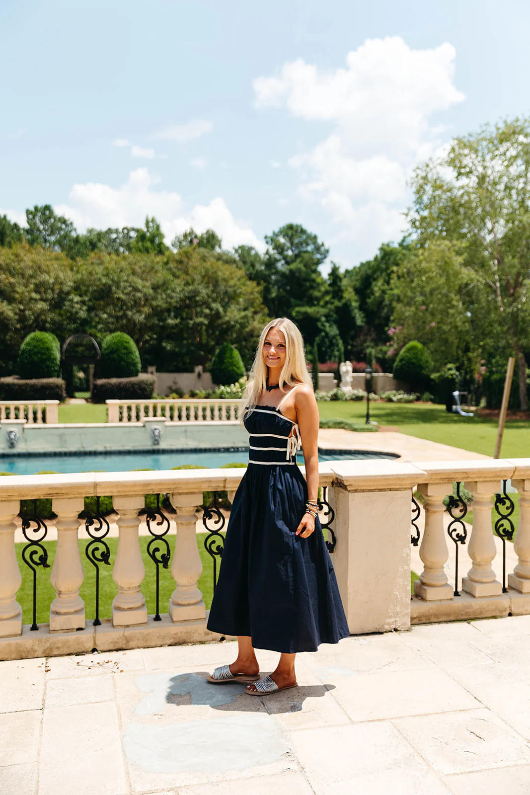 River Midi Dress - Navy | Triple Threads