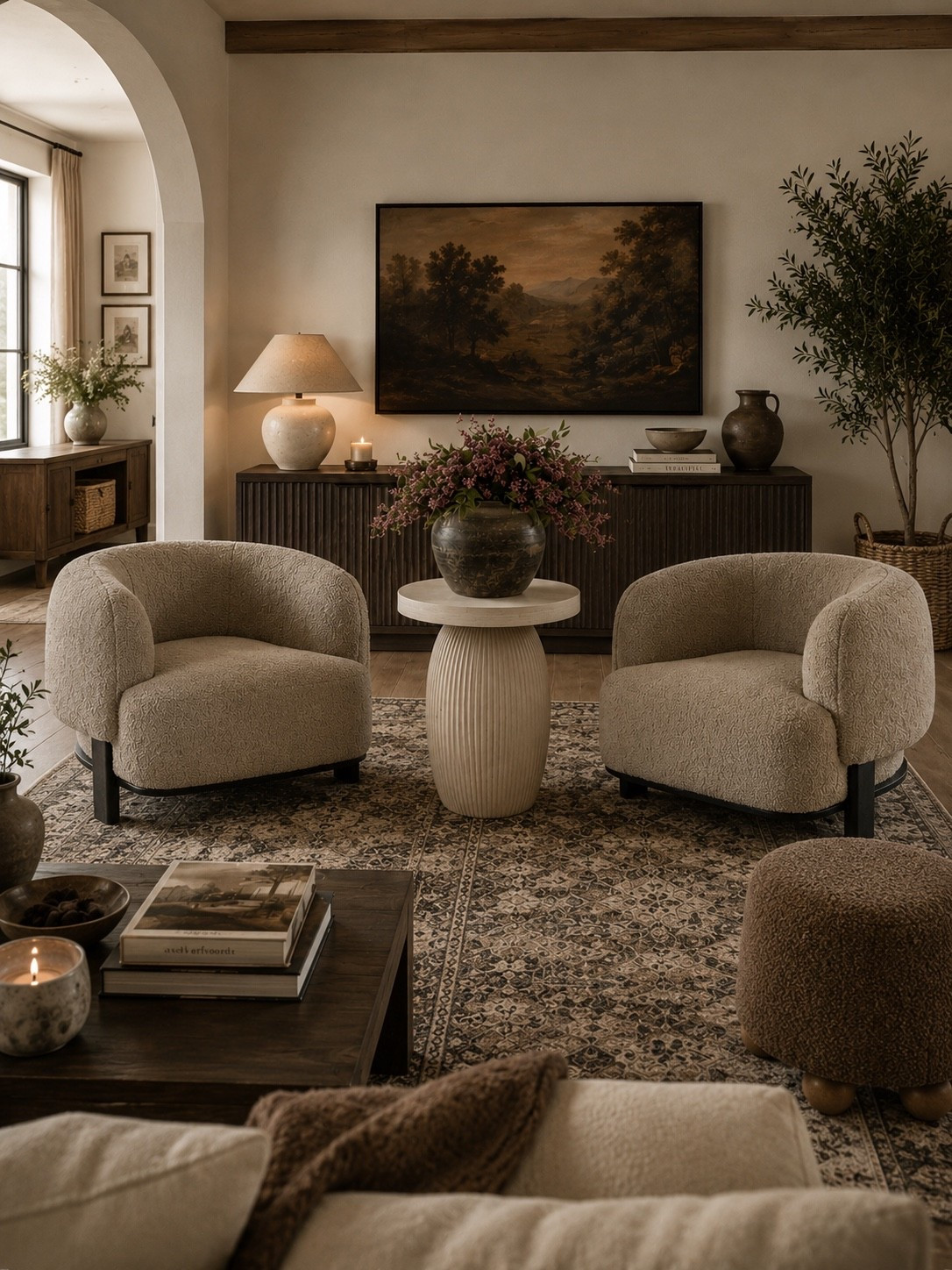A cozy seating setup that mixes soft textures with rich tones—perfect for fall lounging or year-round layering. The boucle chairs are as comfy as they look, and the fluted side table adds the perfect sculptural moment. I’m especially loving the moody landscape art and the deep wood tones grounding the space.

Follow @farmtotablecreations on Instagram for more home finds & styling inspo.

#sectional #livingroomfurniture #accentchairs #rugs #neutraldecor #bouclechair #modernorganic #mediaconsole #livingroomstyle #homestyling 




#LTKSaleAlert #LTKHome

#LTKHome #LTKSaleAlert