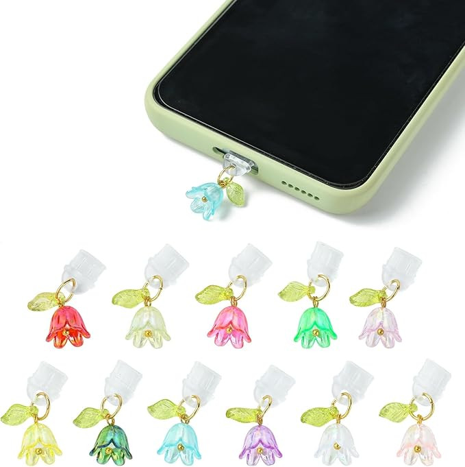 Stiesy 50 Pcs Acrylic Flower Charms TYPE-C Dust Plugs Kit Plastic Dustproof Charging Port Cover w... | Amazon (CA)