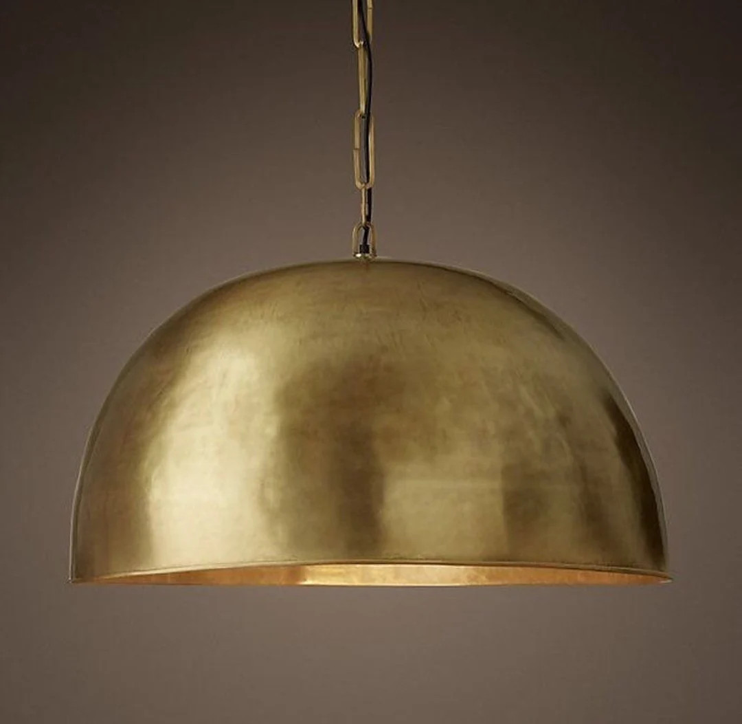 Antiqued Brass Dome Pendant Lamp Brass Oxide Ceiling Lamp Hammered Brass Dome Pendant Light Moroc... | Etsy (US)