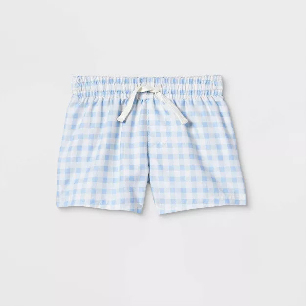Baby Boys' Gingham Swim Shorts - Cat & Jack™ Blue 3-6M | Target