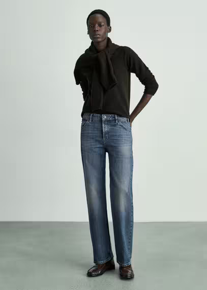 Mid-rise straight jeans dark blue - Woman - 4 - MANGO | MANGO (UK)