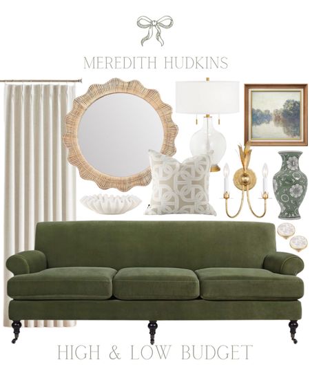 Amazon, Amazon, home Meredith Hudkins, green sofa, curtain panels round mirror, rattan mirror high and look for last designer look for less vase, glass table lamp, living room bedroom, primary bedroom, guest bedroom, entryway framed art lighting lamp office throw pillow accent pillow neutral home decorative bowl wall sconce 

#LTKhome #LTKfindsunder50 #LTKsalealert