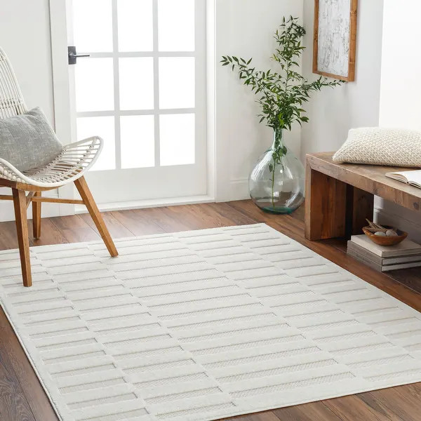 Artistic Weavers San Diego Indoor/ Outdoor Striped Area Rug - 9'2" x 12' - Cream | Bed Bath & Beyond