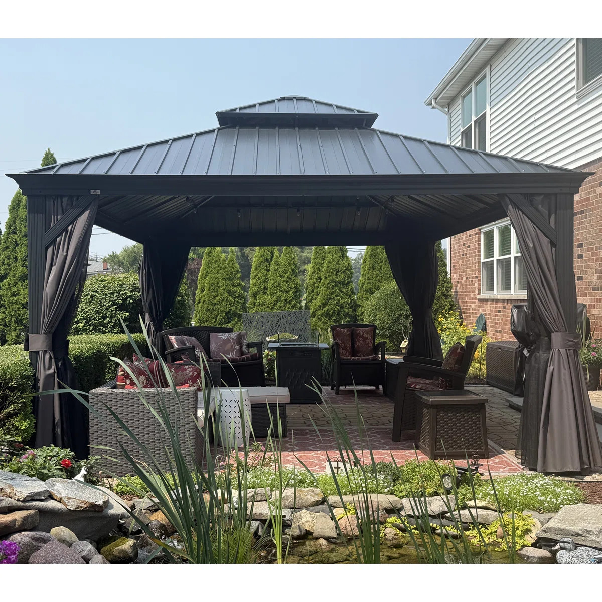 PURPLE LEAF 13' X 17' Permanent Hardtop Gazebo Aluminum Gazebo with Galvanized Steel Double Roof ... | Wayfair North America