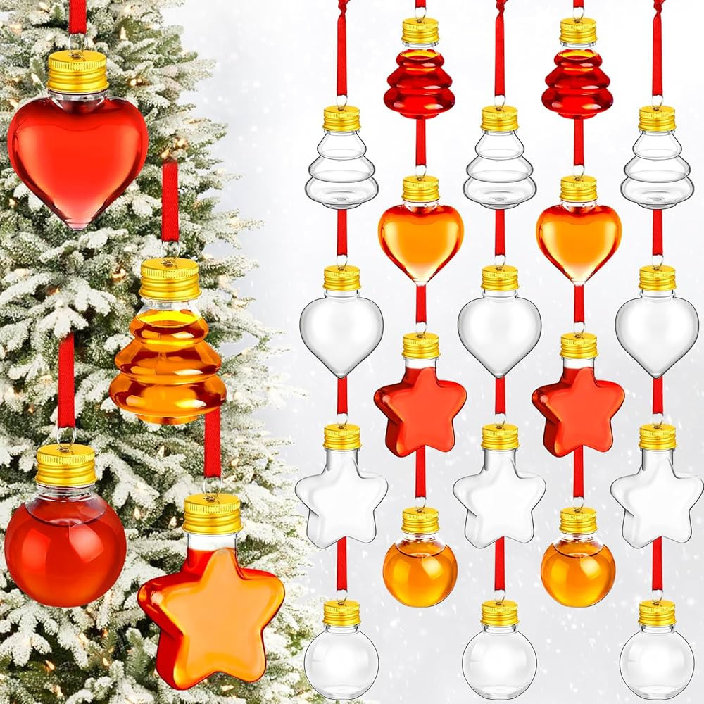 Patelai 24 Pcs Christmas Booze Balls Xmas Fillable Booze Tree Ornaments Christmas Drink Balls Cle... | Amazon (US)