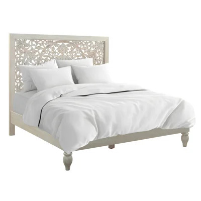 Haveli Queen Bed in Hand Carved Heirloom White | Wayfair North America