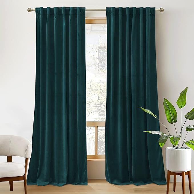 RYB HOME Velvet Curtains 120 inches 2 Panels Set - Super Soft Durable Window Drapes Room Darkenin... | Amazon (US)