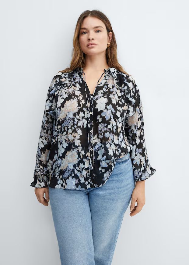 Floral-print flowy blouse -  Women | Mango USA | MANGO (US)