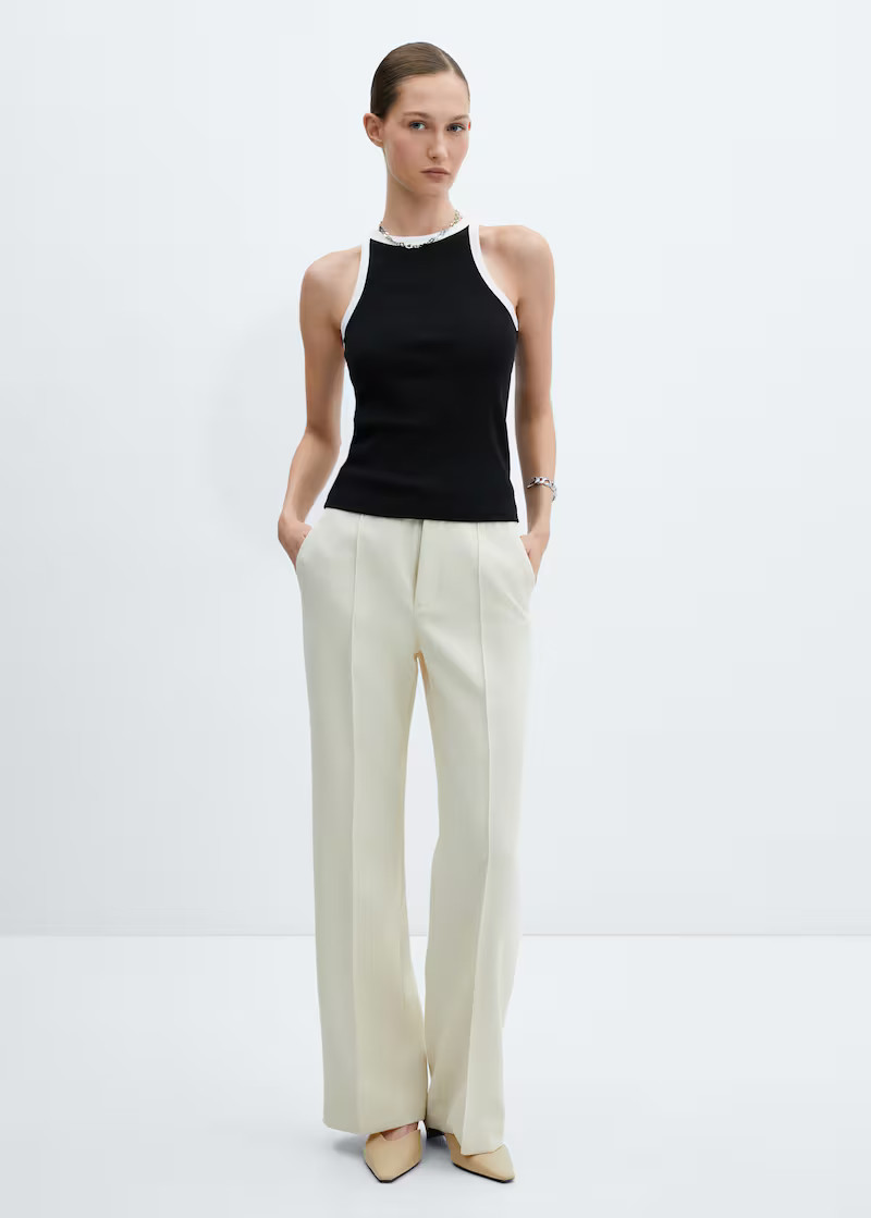Contrast trim top -  Women | Mango USA | MANGO (US)