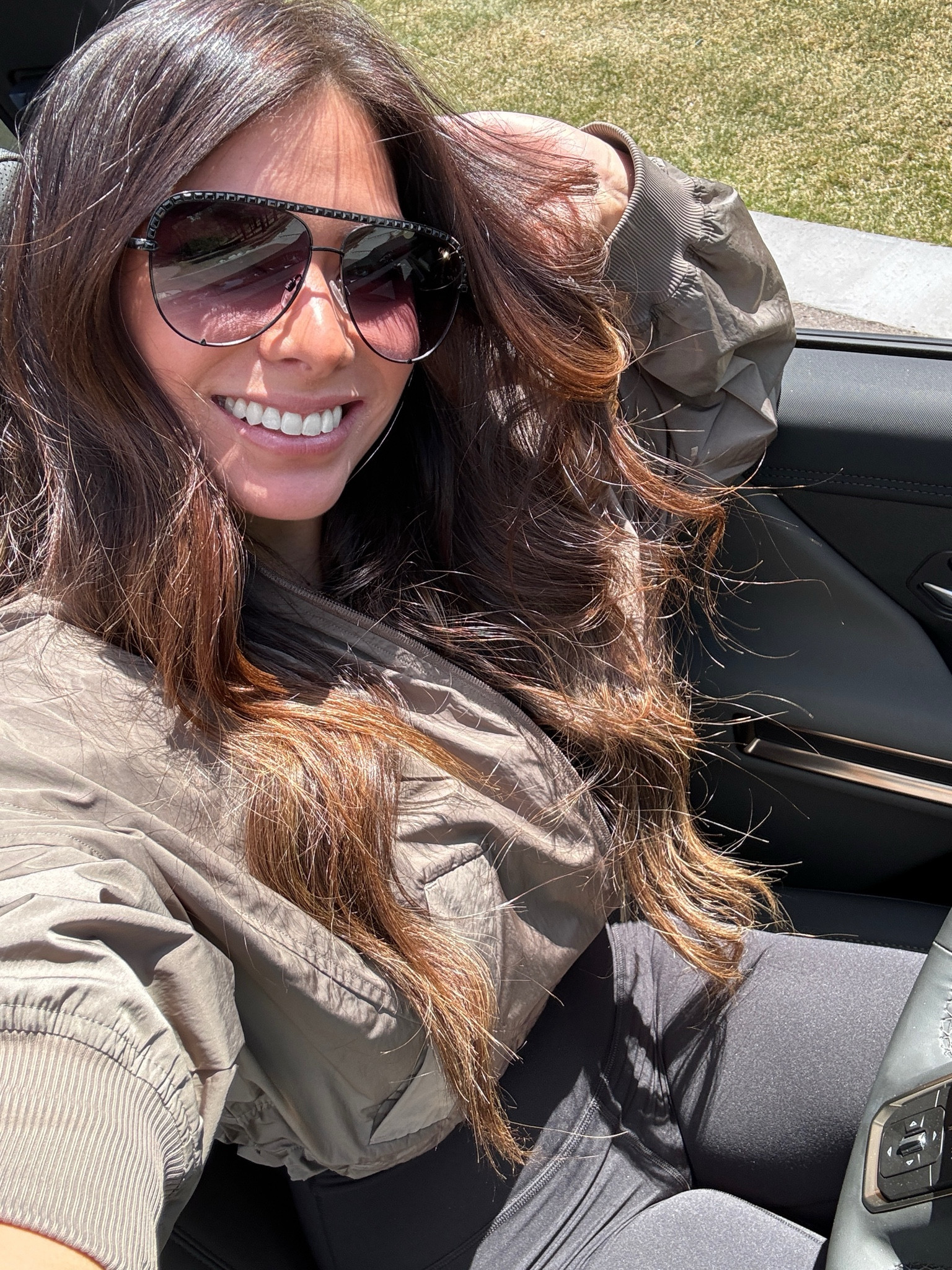 Outfit of the day. This bomber is super cute and oversized. I am wearing an xxs. Then I did get the newest version of the lululemon aligns… and I’m so happy with them! I am wearing a size 4 and a 28” inseam. These are High Quay sunglasses… always in the oversized fit. 

#LTKstyletip #LTKbeauty #LTKhome