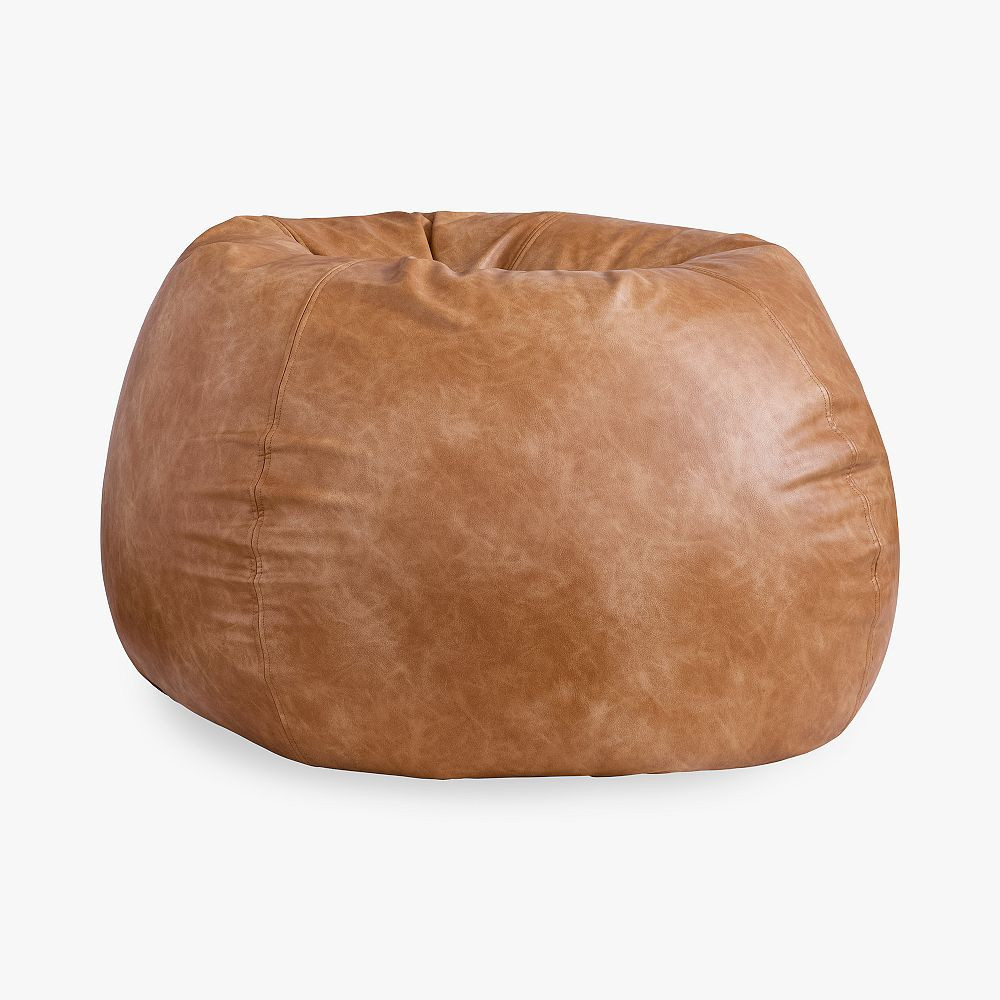 Faux Leather Caramel Bean Bag Chair Slipcover, Large | Pottery Barn Teen
