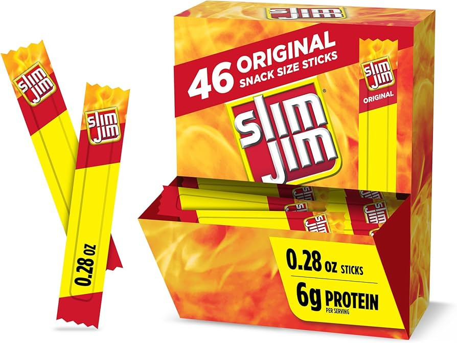 Slim Jim Smoked Meat Sticks, Original Flavor, 6g Protein Per Serving, Snack Size, 0.28 oz. (46 Co... | Amazon (US)